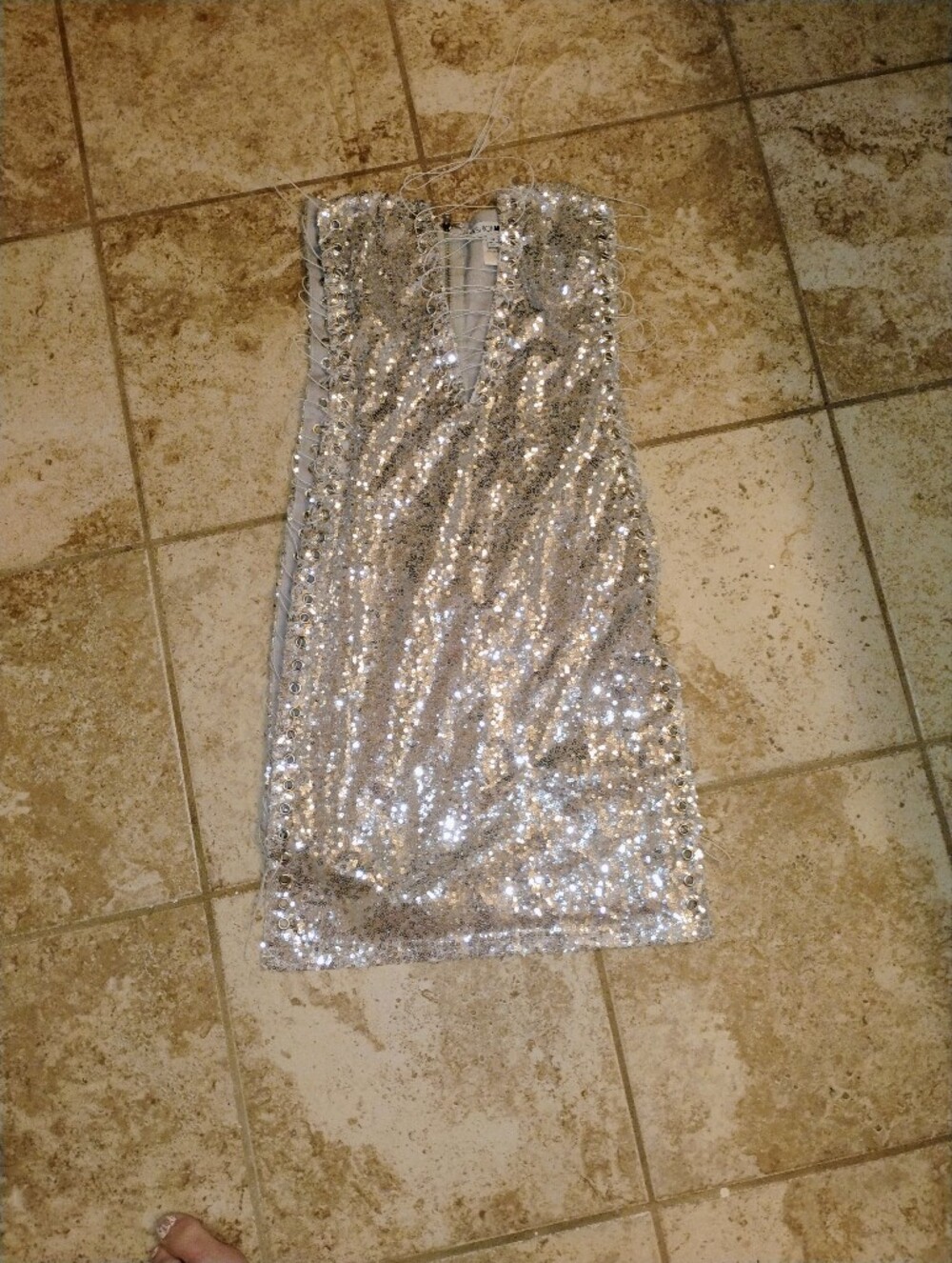 Fashion Nova Silver Sequin Lace-Up Mini Dress - Picture 5 of 7